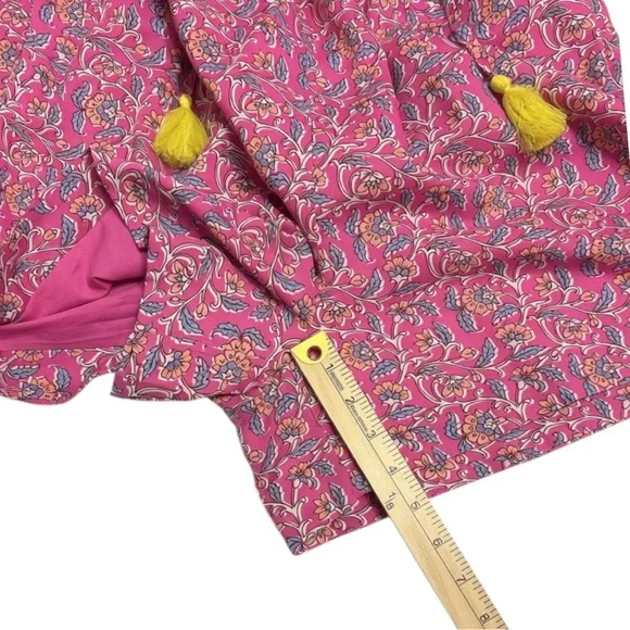 J.Crew Embroidered Romper Women’s Sz 8 Pink Vines Block Print Raglan Puff Sleeve - Picture 13 of 16